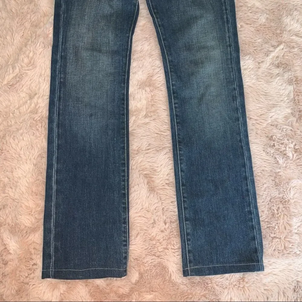 Paige Premium Denim Embroidered Blue Heights Straight Leg Jeans Size: 28